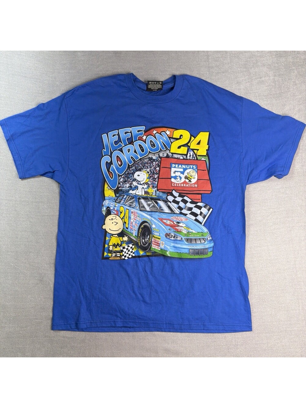 2000 Vintage Jeff Gordon Snoopy Peanuts 50th Celebration NASCAR T-Shirt Large